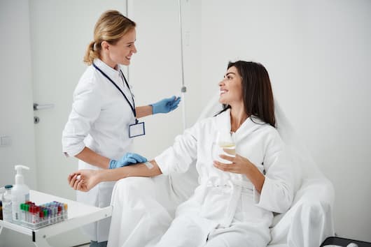 General practitioner treating sinus infection at Zurich clinic