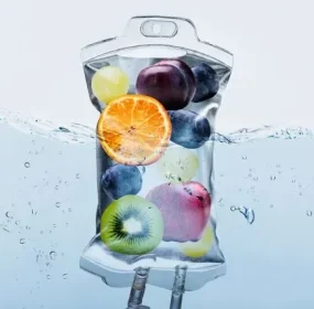 Colorful IV drip bag for therapy